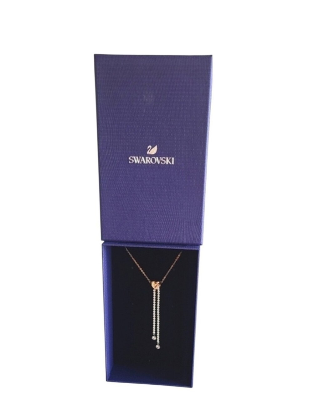 NWT Swarovski Heart & Knot Crystal Lariat Necklace